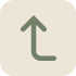 Upward arrow making a right-angle turn to the left, on a rounded square beige background.