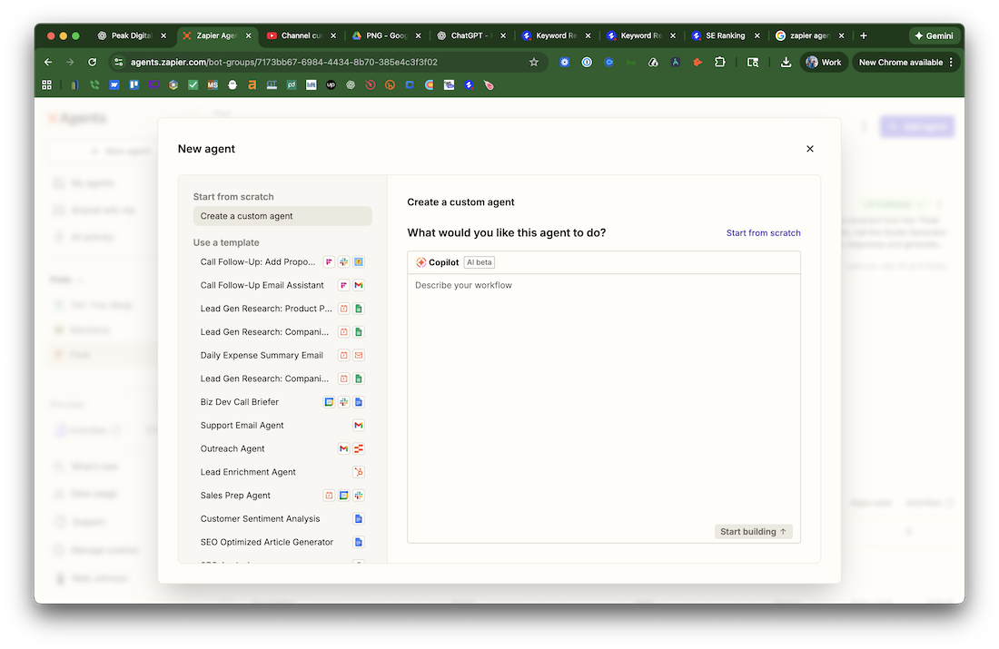 Zapier AI agents workflow used to generate qualified leads and book sales calls for a service business