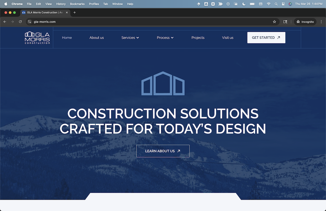 GLA Morris construction website redesign by Peak Digital Studio showcasing modern layout and improved performance