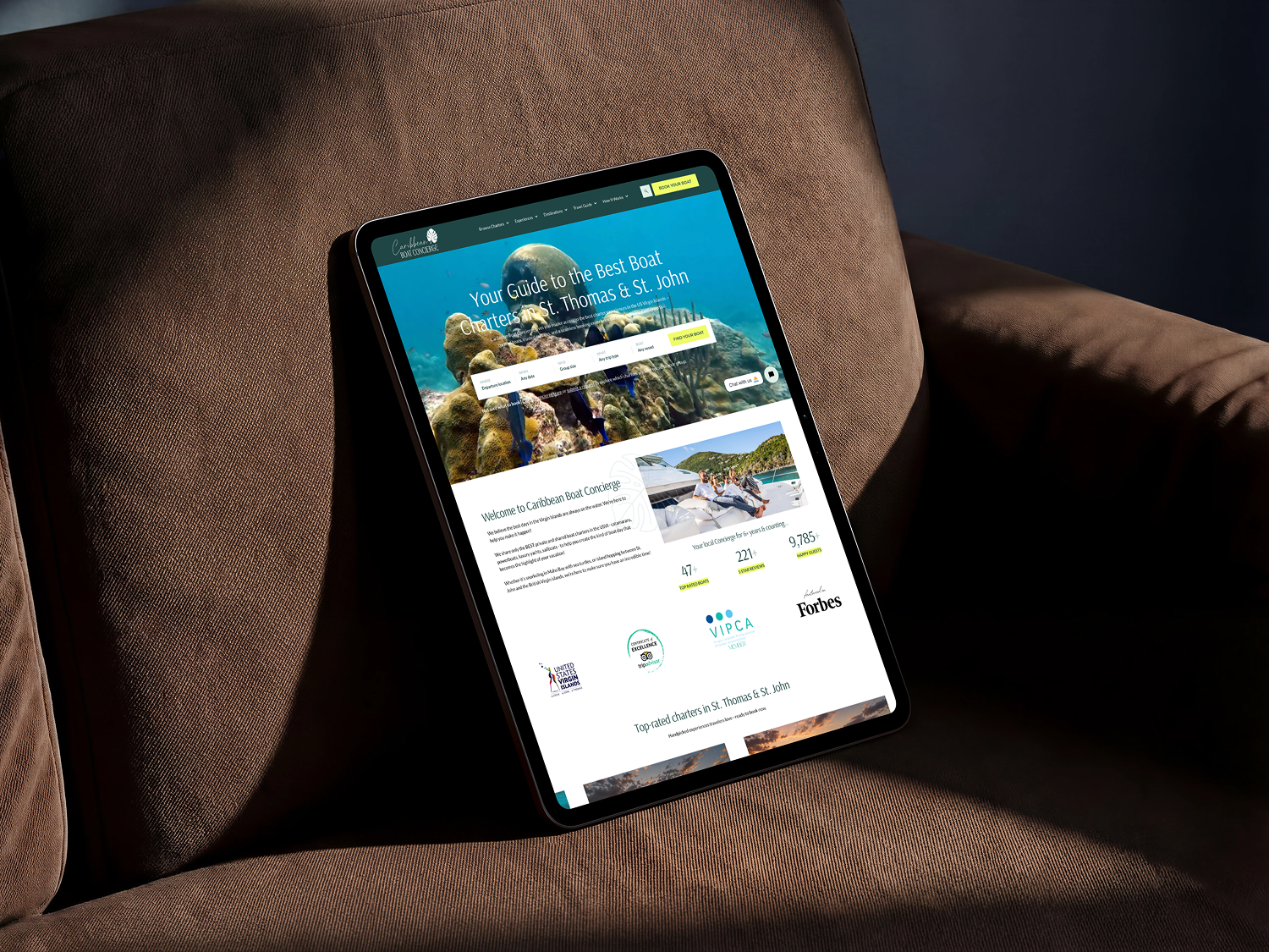 Caribbean Boat Concierge website project by Peak Digital Studio