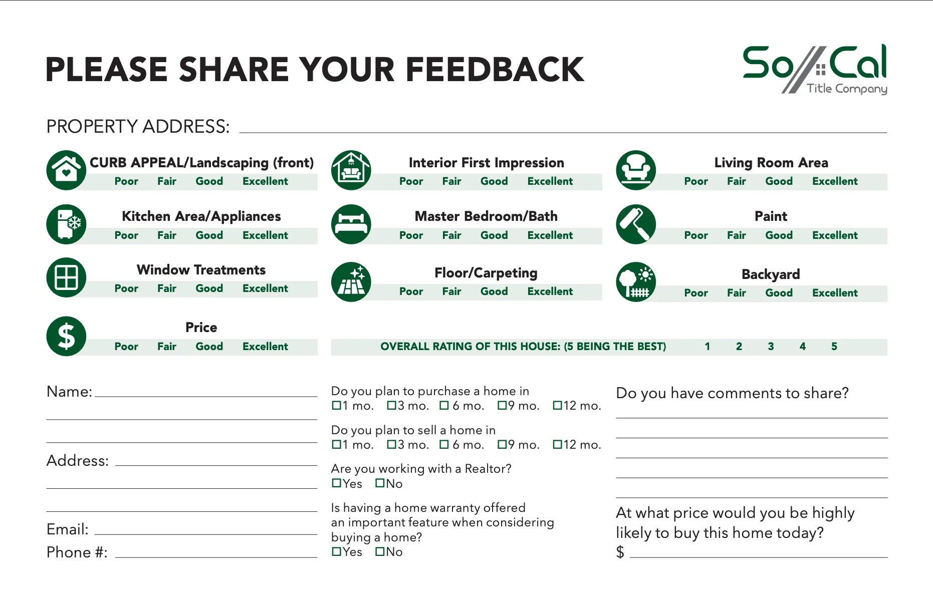 Feedback Cards for open House