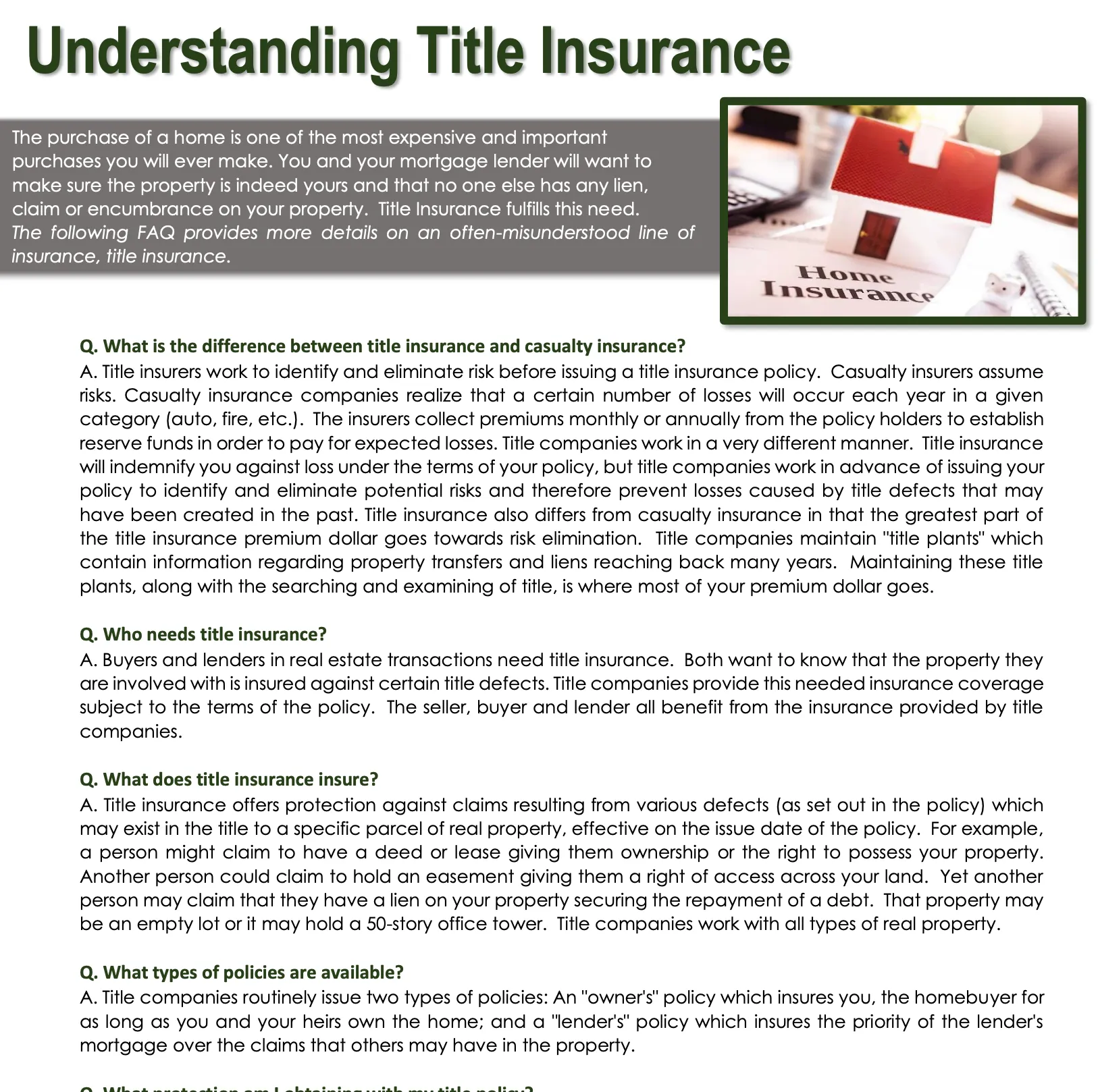 Undertstanding Title Insurance