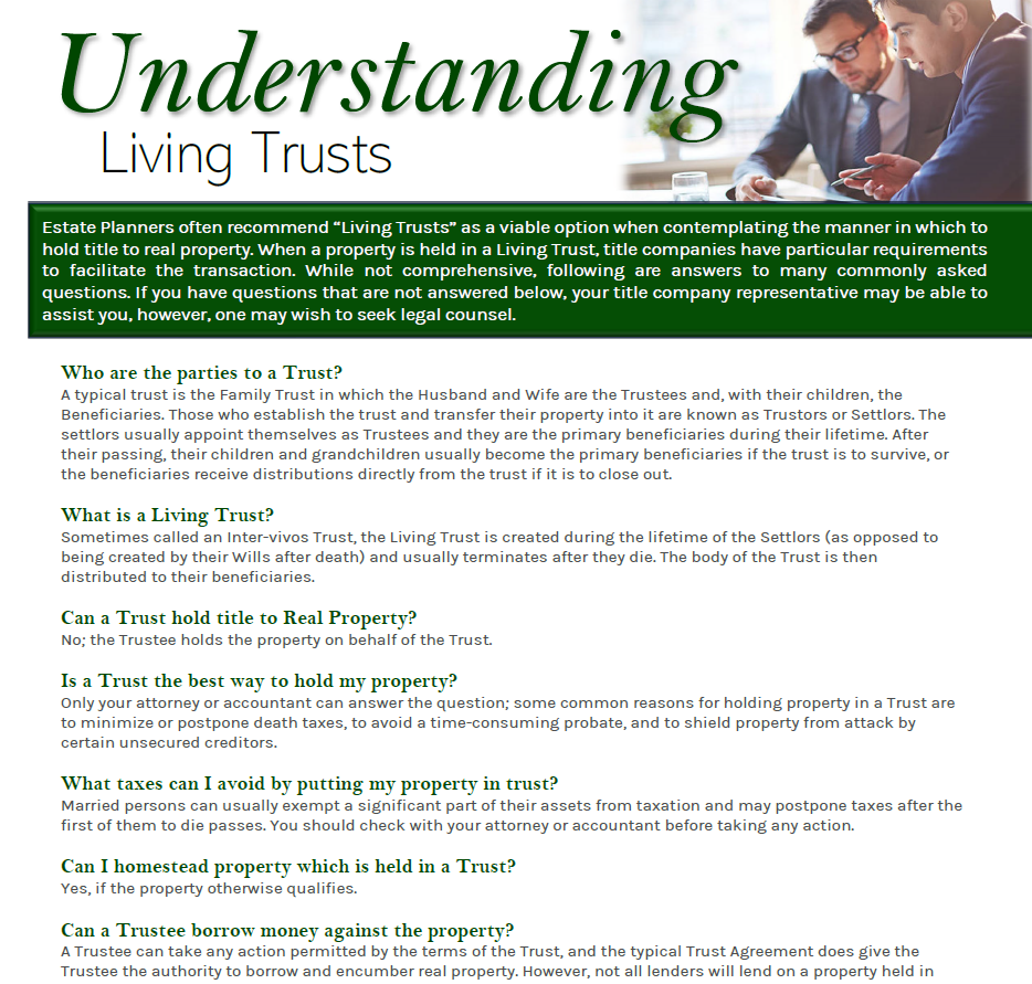 Flyer Understanding Living Trust