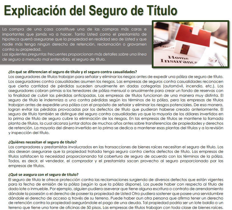 Spanish Undertstanding Title Insurance