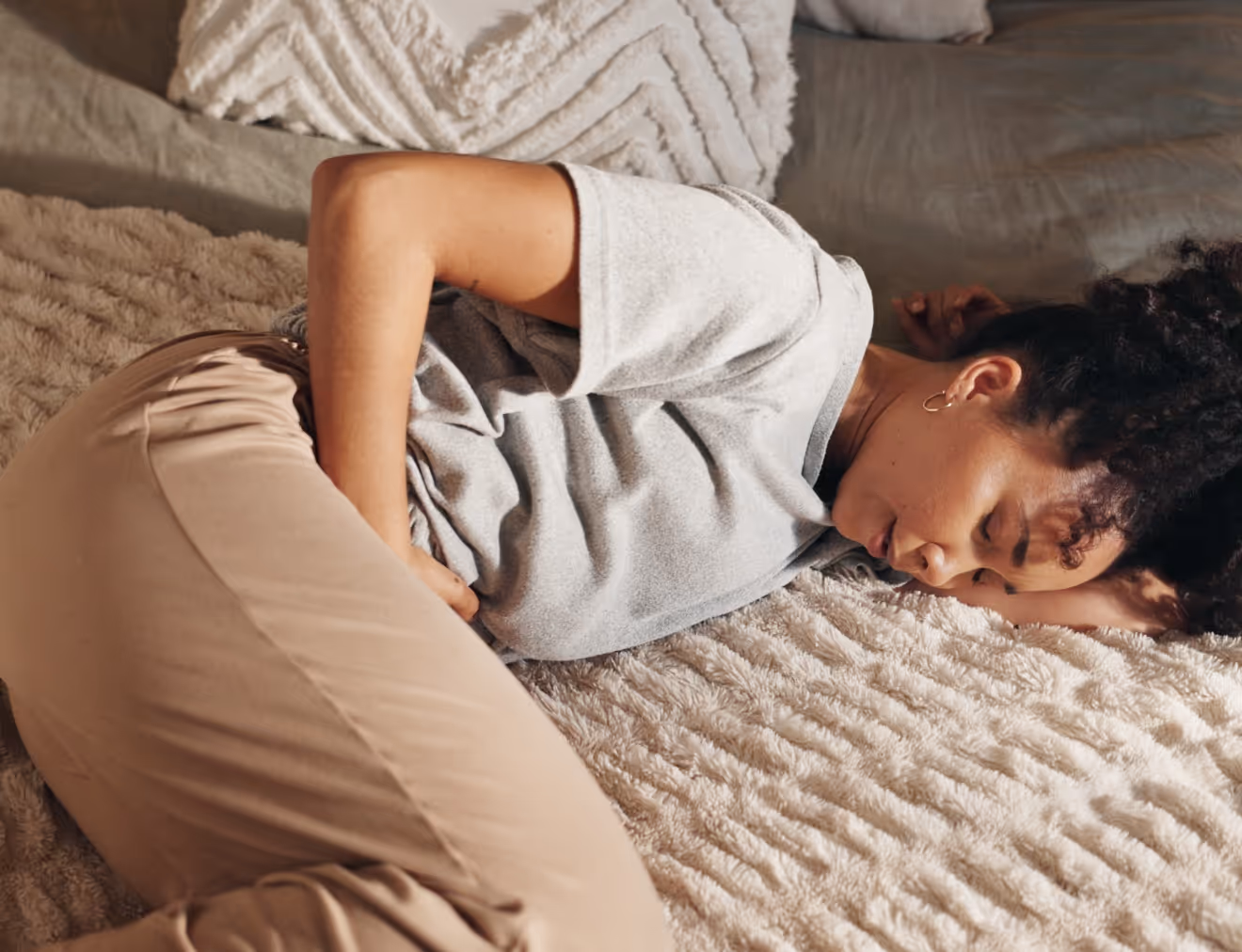 Los Angeles woman with abdominal cramping from  irritable bowel syndrome.