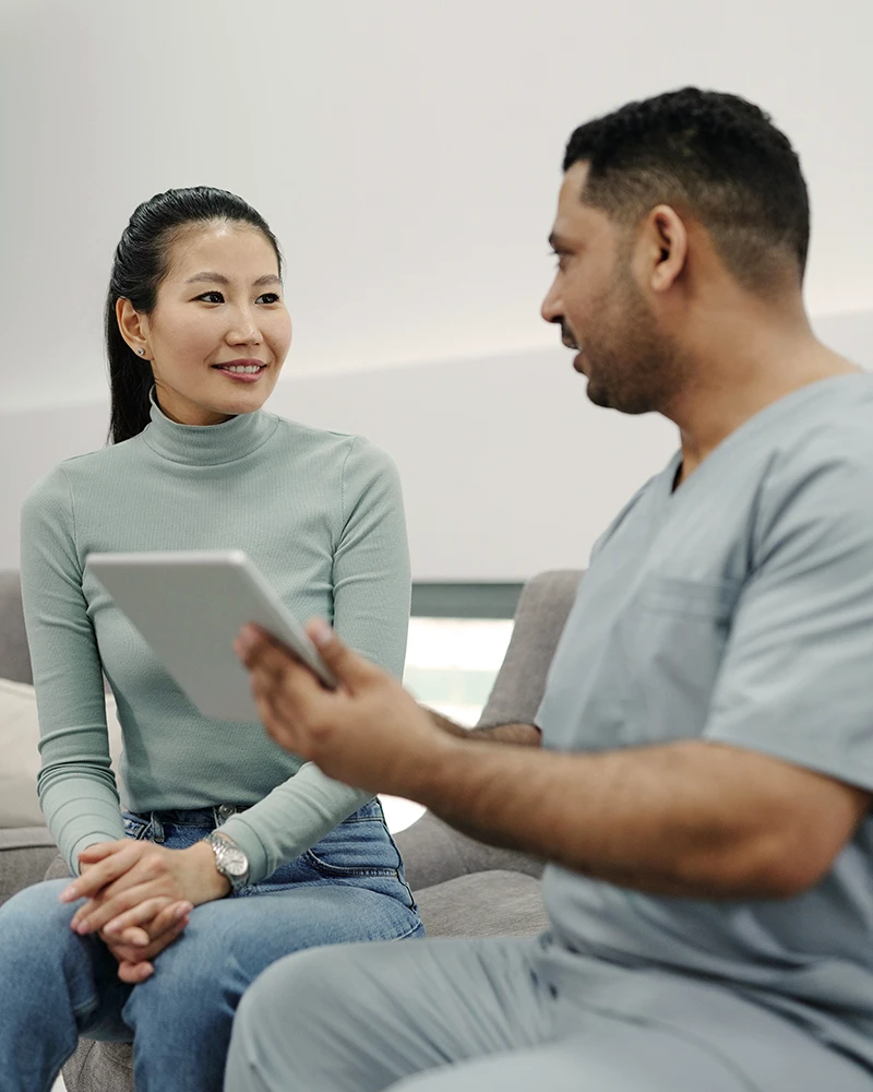 Doctor and patient talking