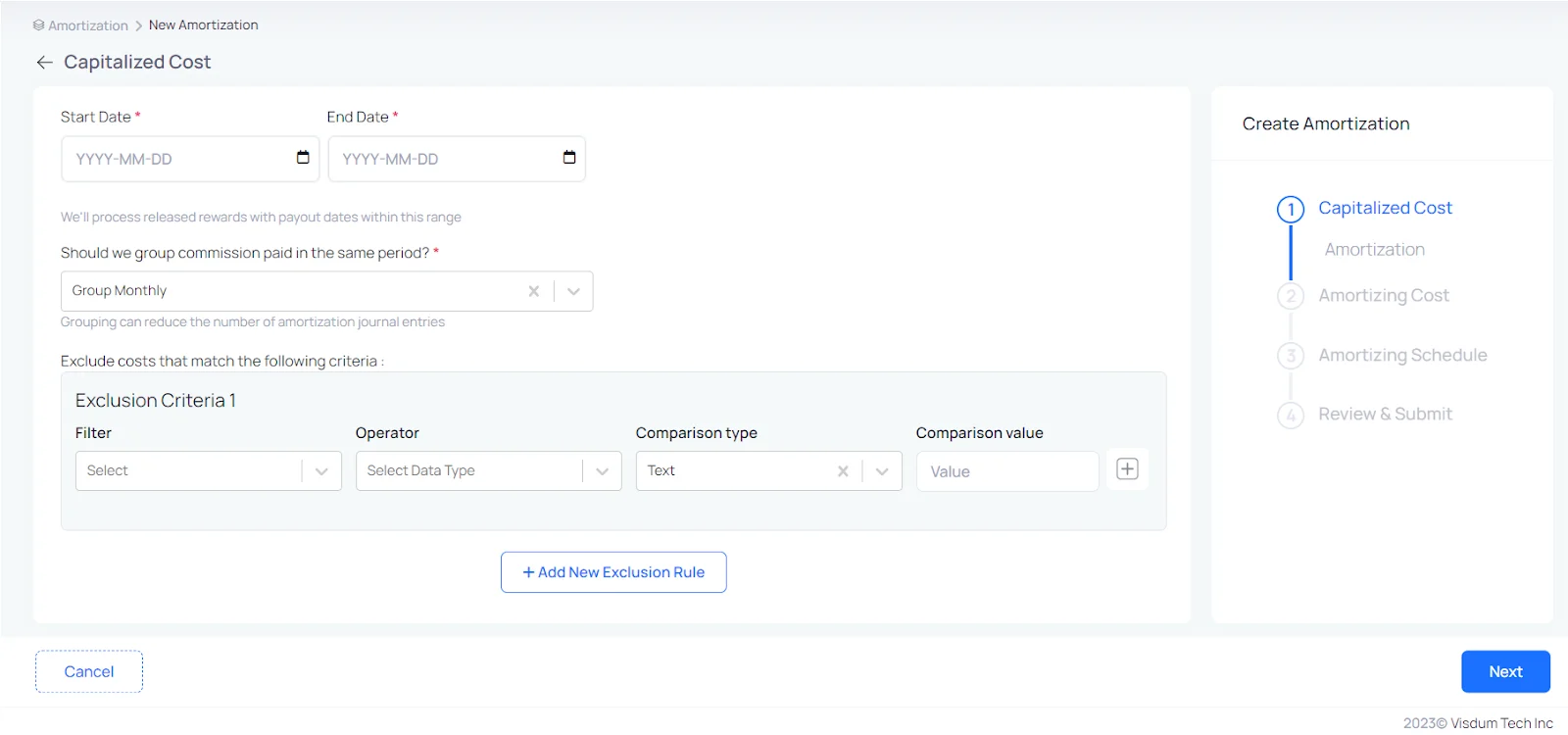 Amortization Settings in SaaS Sales Commissions Software: Visdum