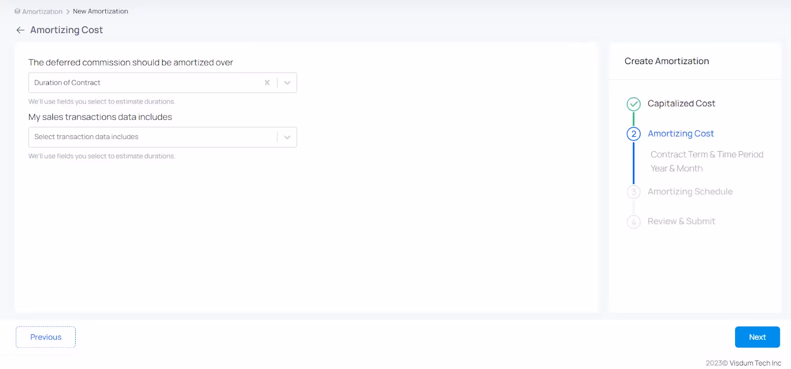 customizing amortization for asc 606 sales commissions in Visdum