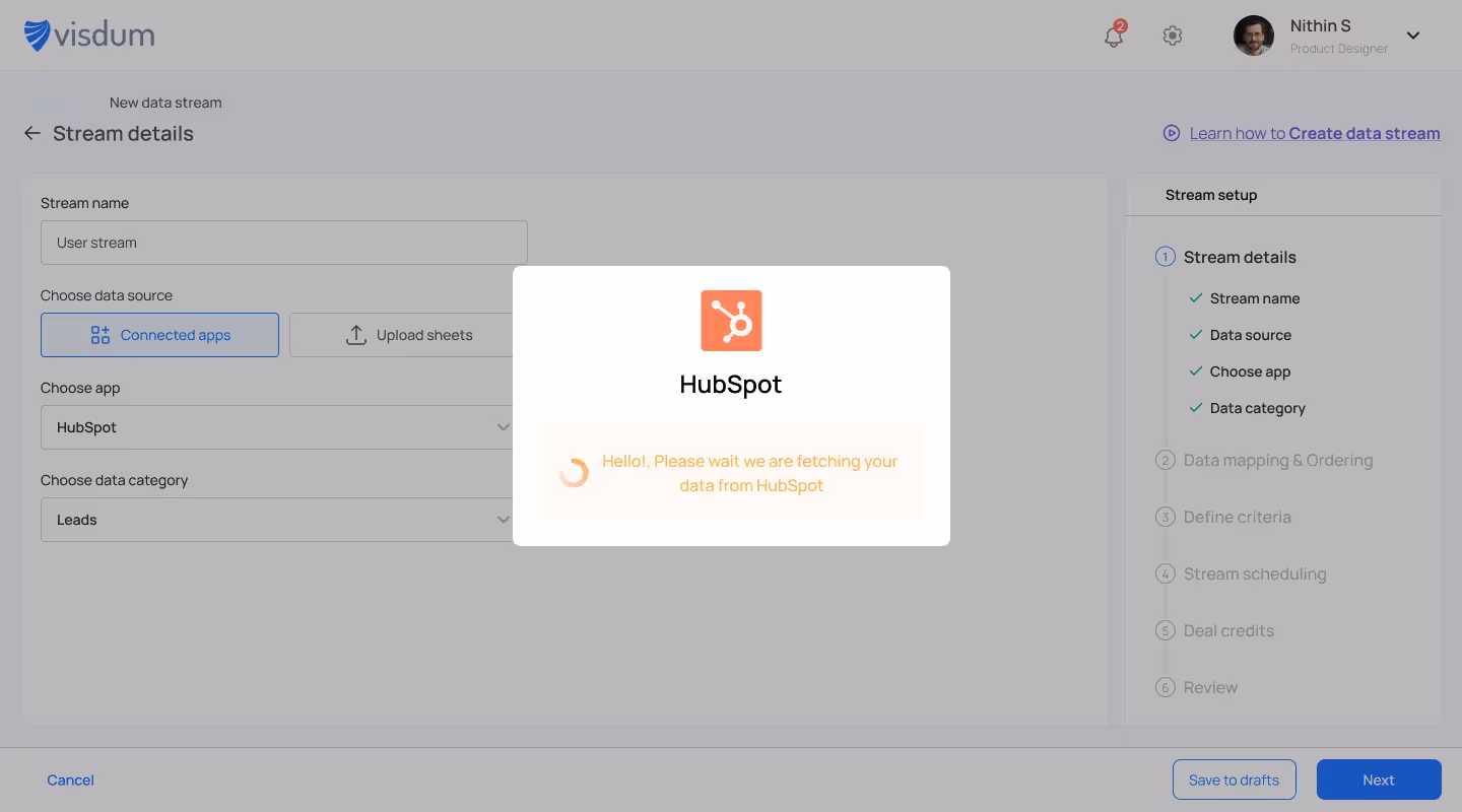 Step #2 of integrating HubSpot CRM with Visdum 
