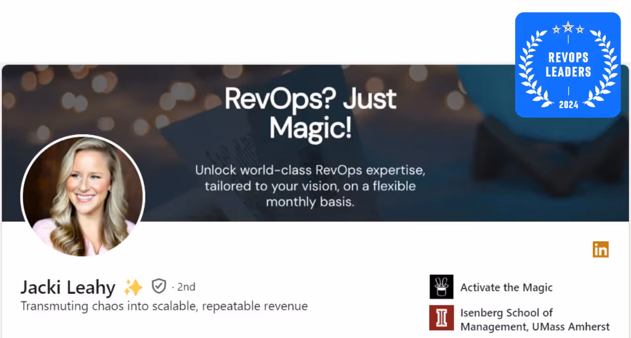 Jacki Leahy: Top 10 RevOps Leaders to Follow on LinkedIN in 2024