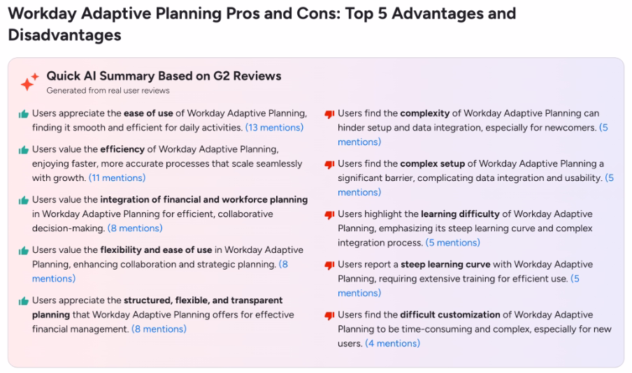 Workday Adaptive Planning Module Use Cases, Pros, and Cons