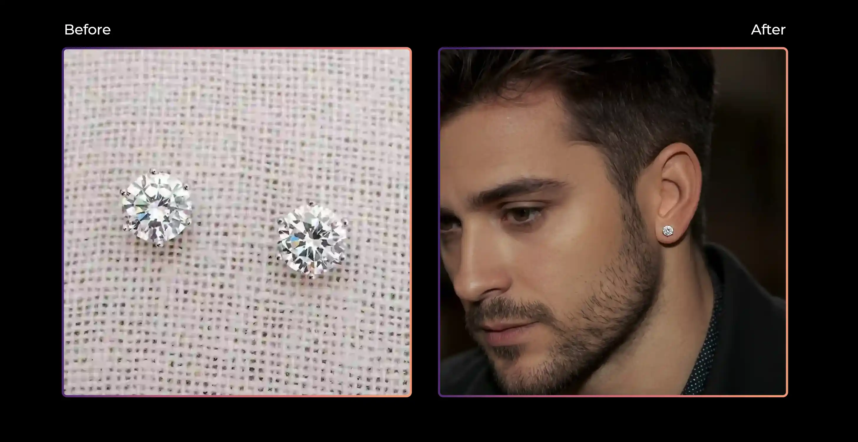 colocação de brincos no modelo