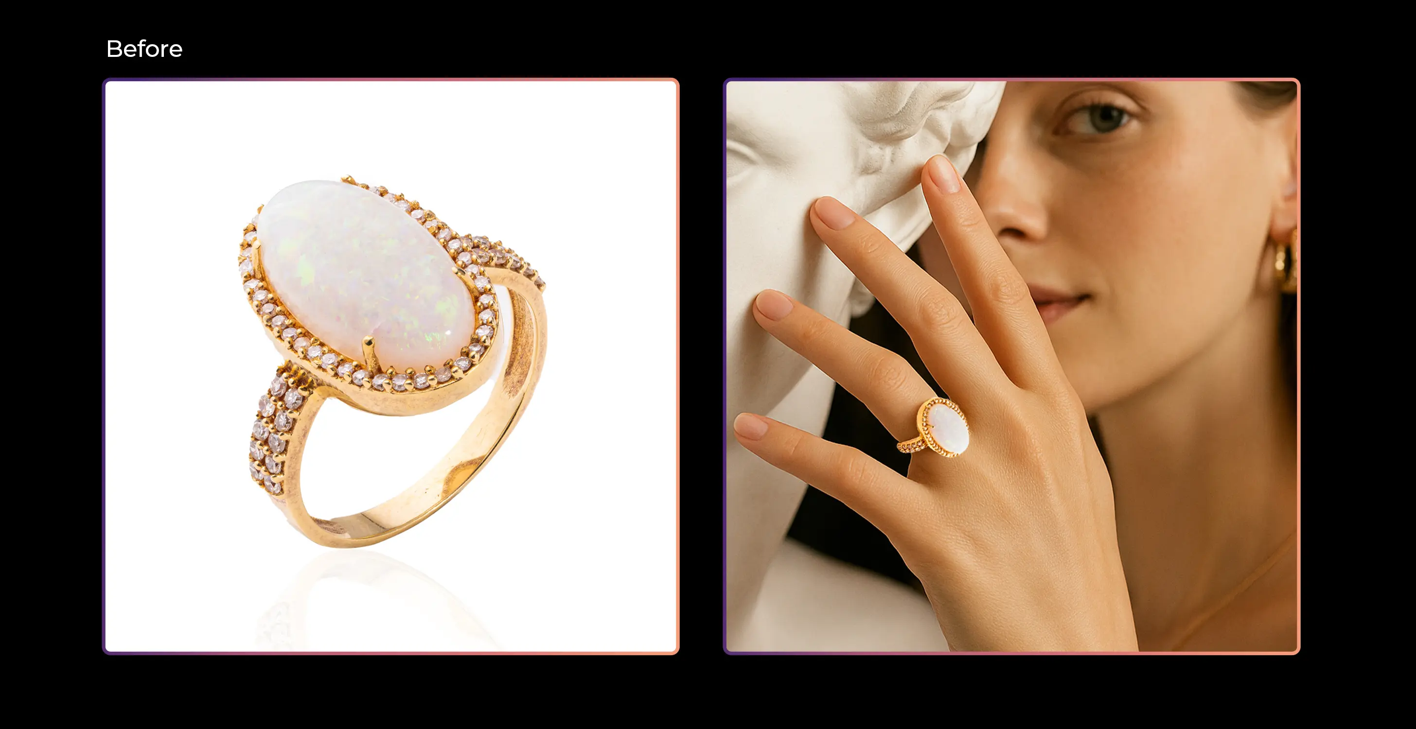 colocação do anel no modelo