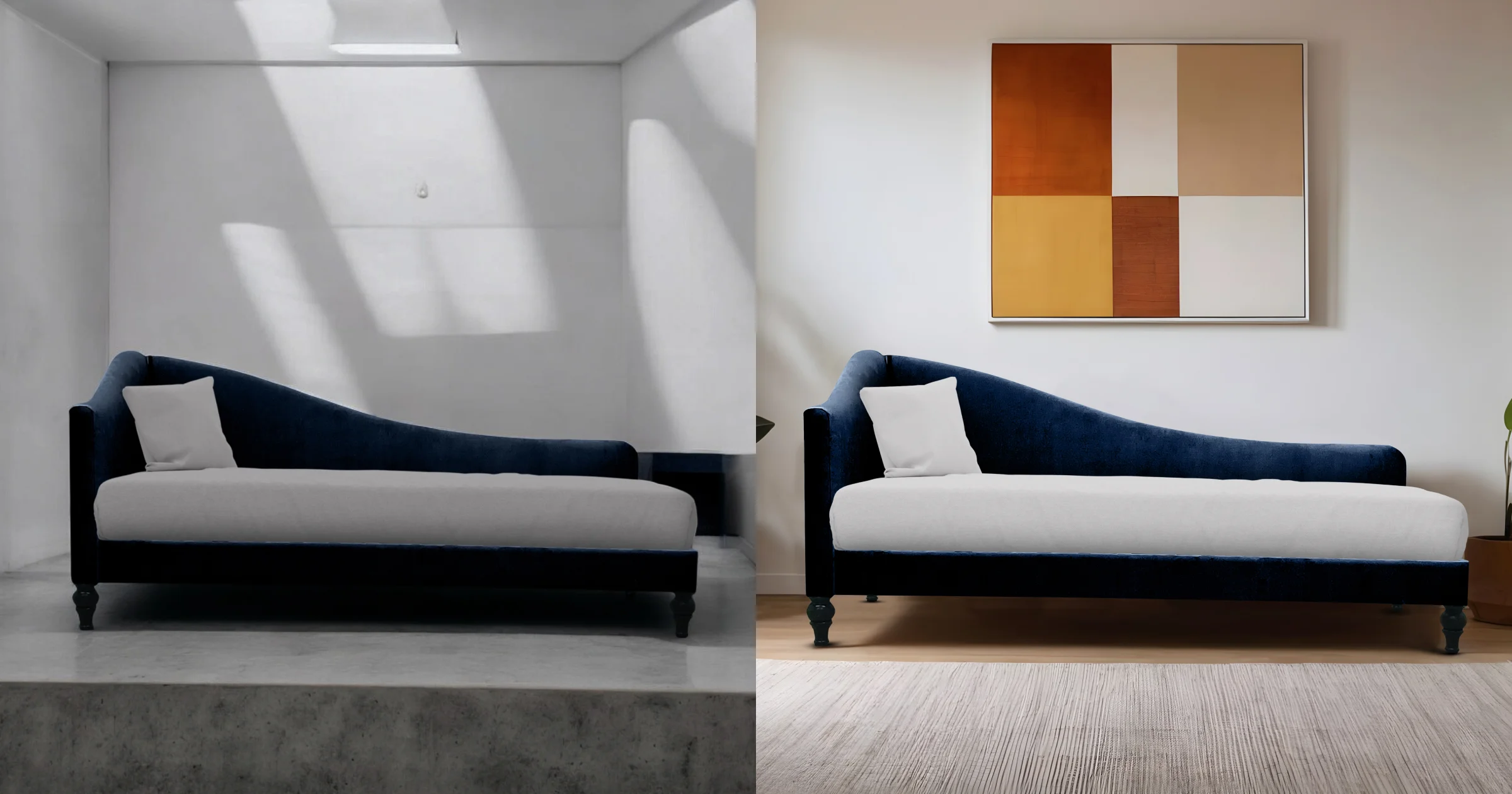 furniture on a natural background and furniture on a lifestyle background