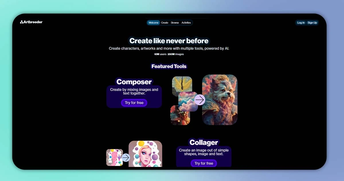 artbreeder website interface