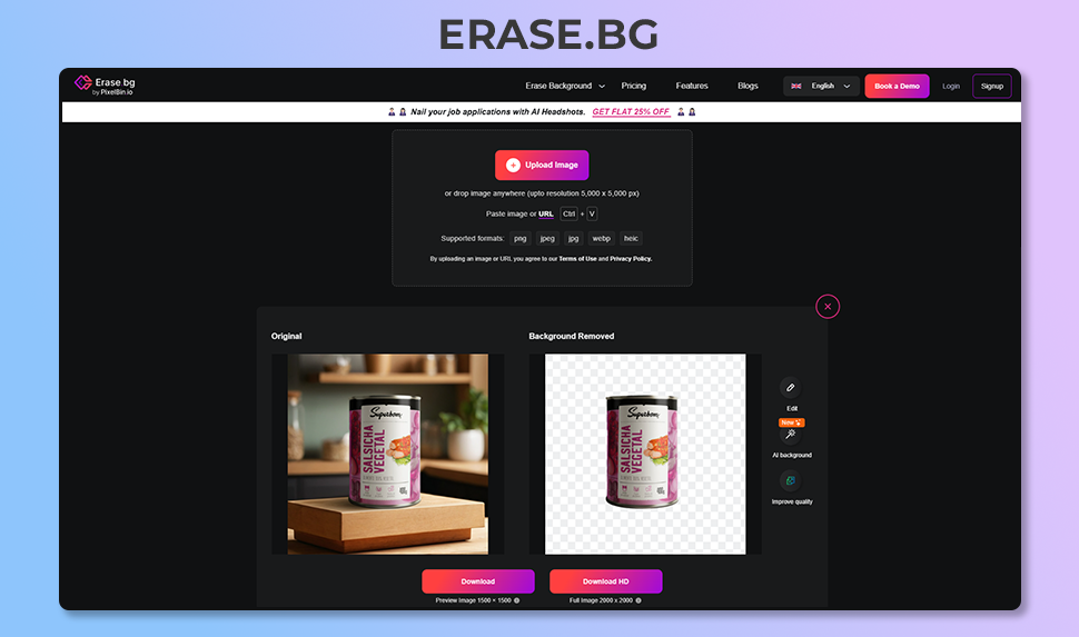 erase.bg background remover tool