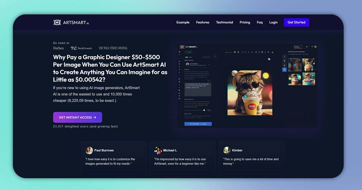 artsmart ai website interface