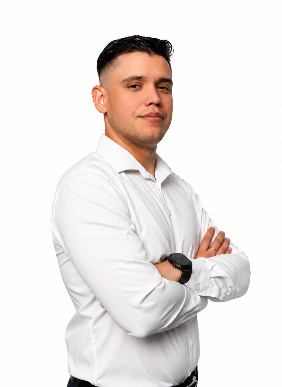 a man in a suit posing for a picture