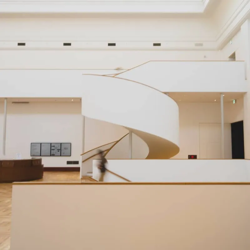 Modern building lobby with staircase