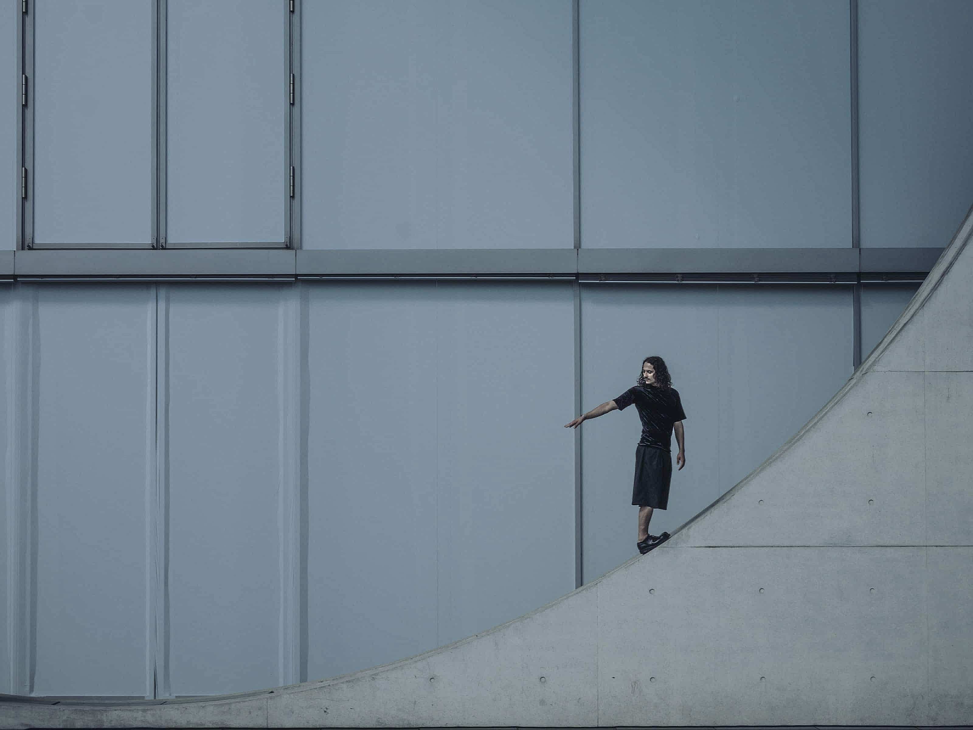 Person standing on a circle structure