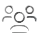 Simple icon of three interconnected people representing teamwork or social network