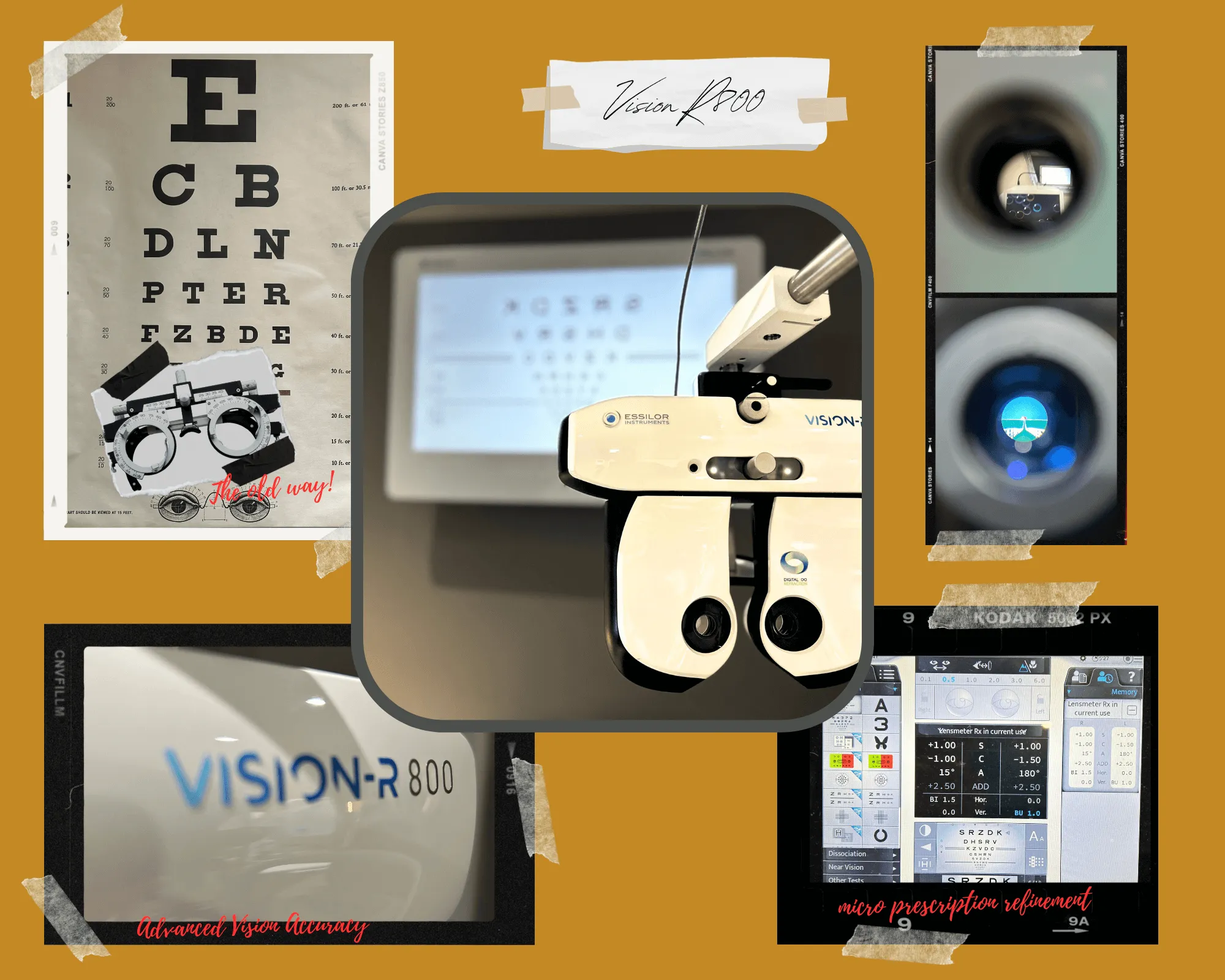 Vision R800 optometry equipment with eye chart and diagnostic screens