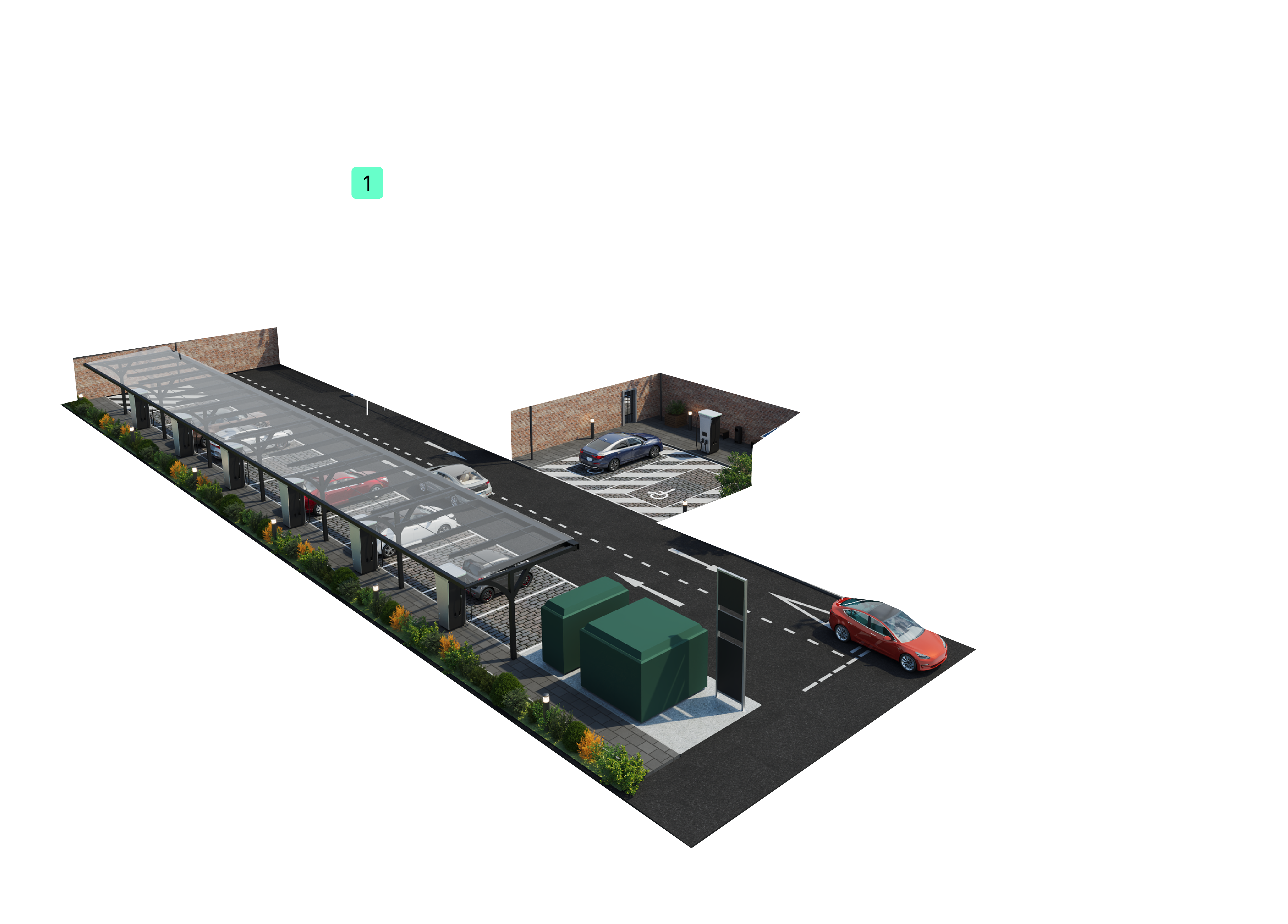 Hubber CGI site plan, Public charging area