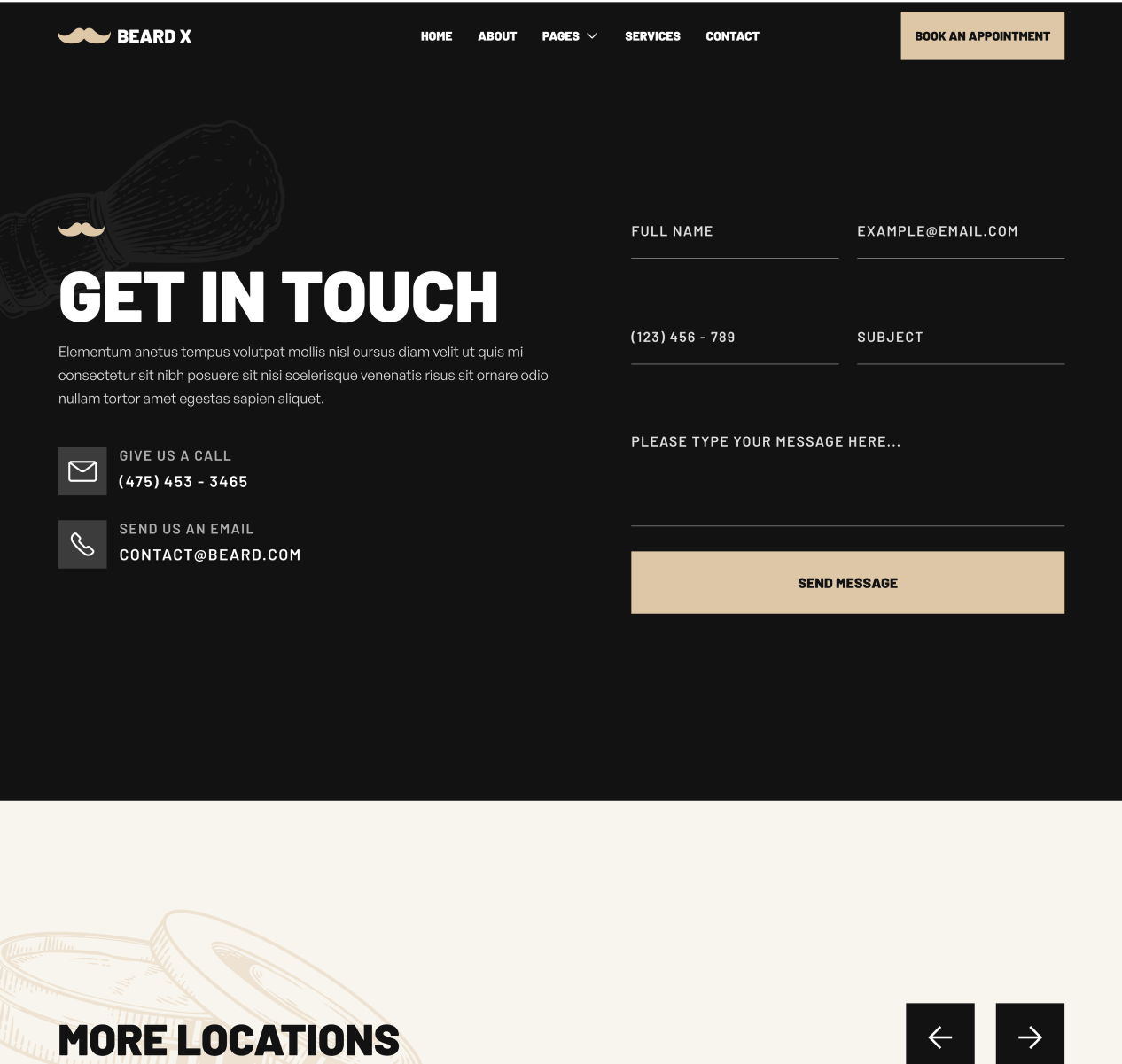 Contact - Beard X Webflow Template