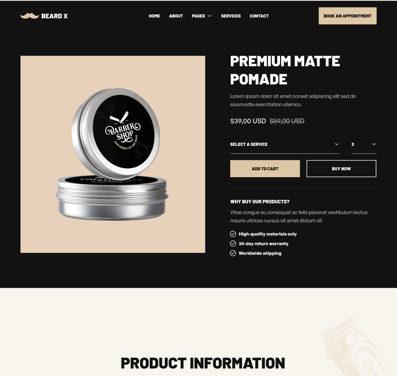 Shop Single - Beard X Webflow Template