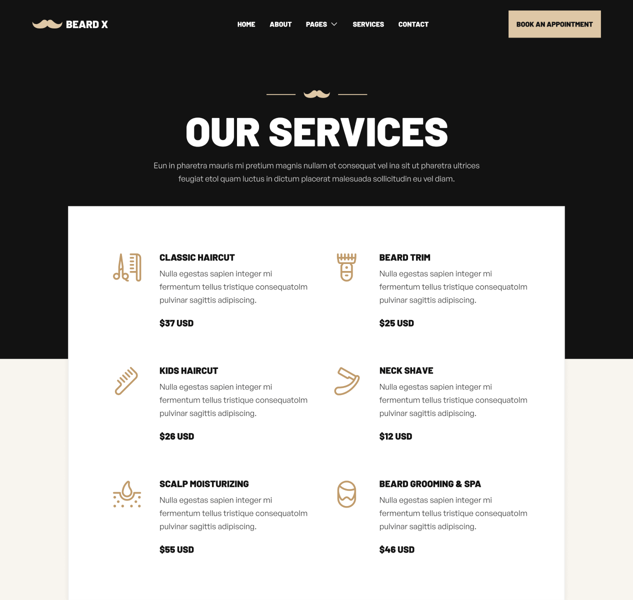 Our Services - Beard X Webflow Template