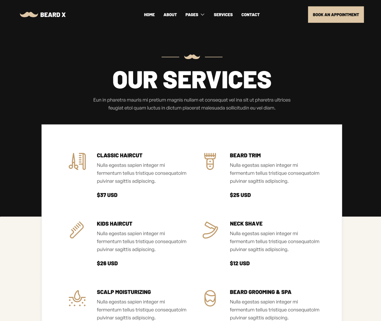 Our Services - Beard X Webflow Template