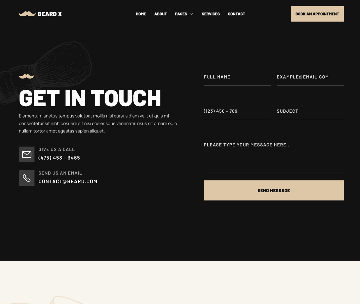 Contact - Beard X Webflow Template