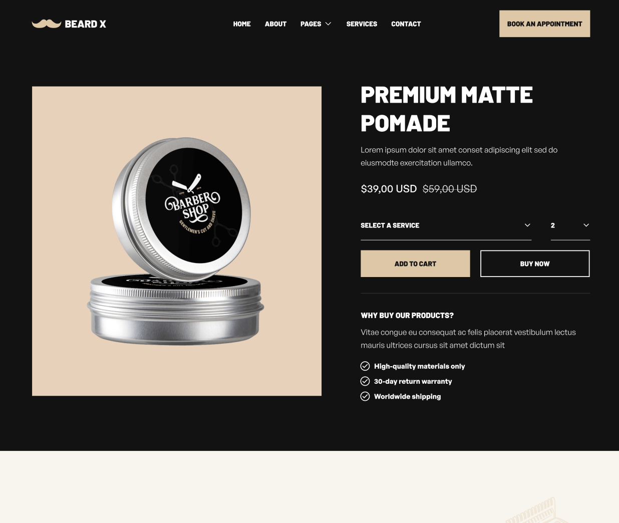 Shop - Beard X Webflow Template