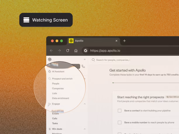 Quarterzip agent watching the user's shared screen and guiding them through setup
