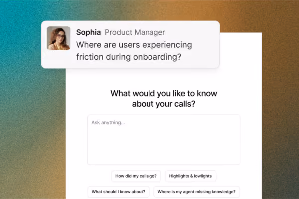 Quarterzip Call Insights answering a product manager's question about where users struggle during onboarding