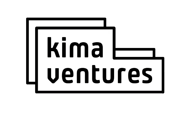 Black and white logo with the text "Kima Ventures" over two overlapping rectangles.