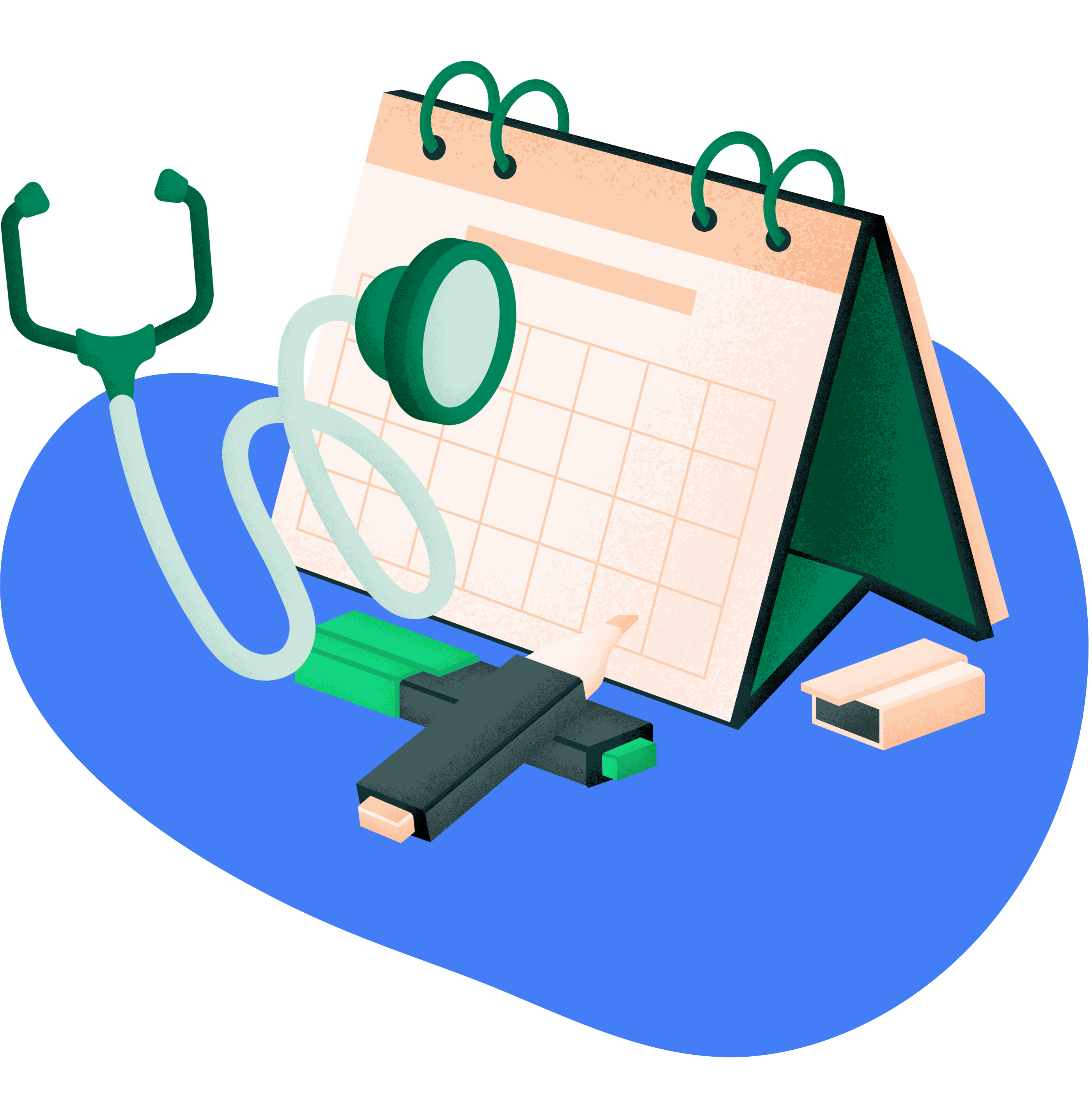 Illustration of the Cured calendar - your guide to the healthcare marketing year.