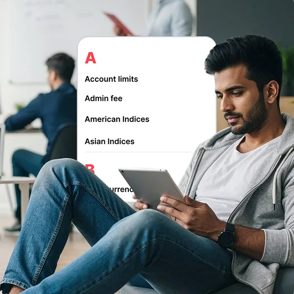 Person exploring glossary.