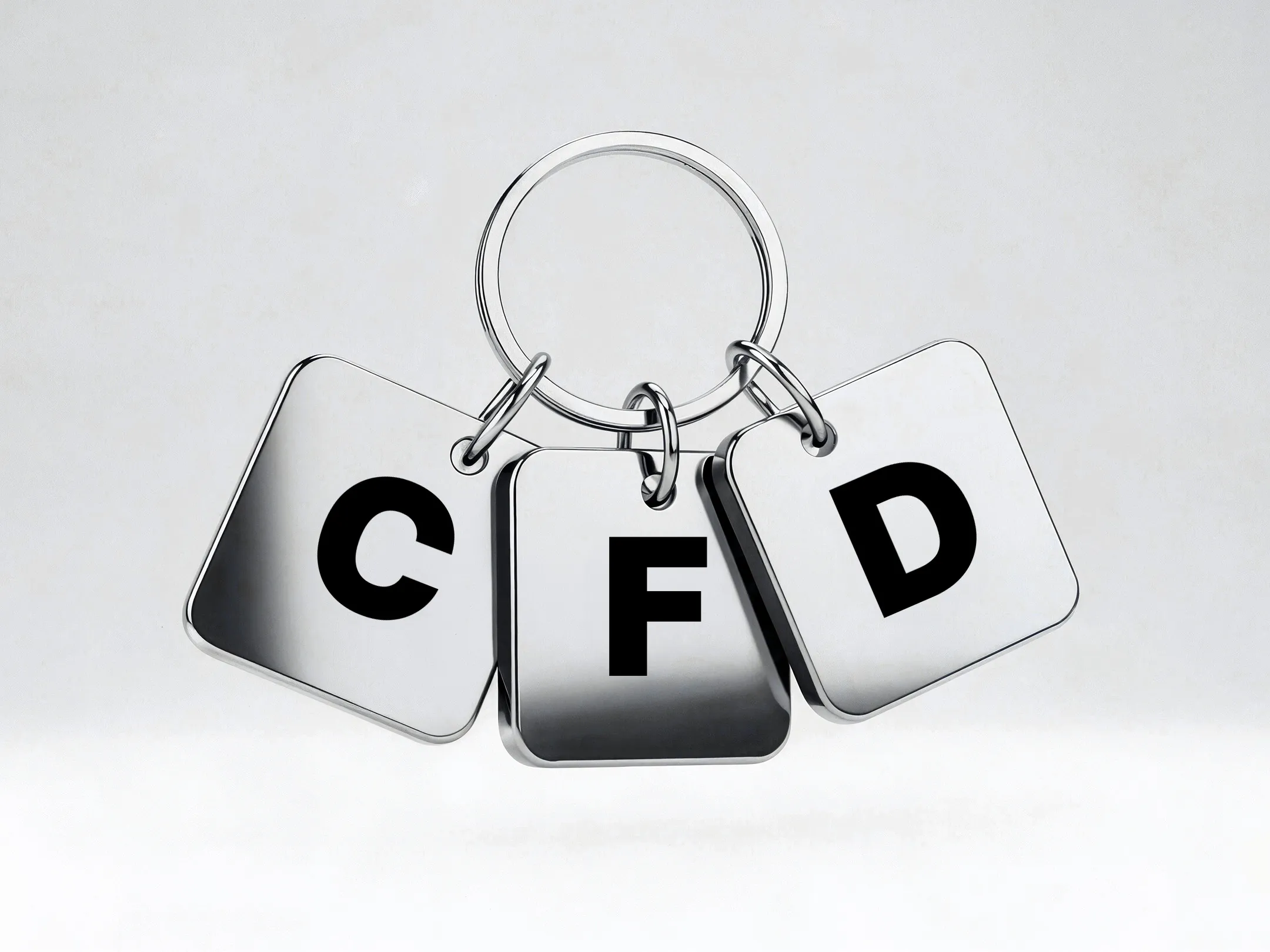 CFD letters on a keychain representing the first steps to start trading CFDs on Deriv in the UAE for new and aspiring traders.