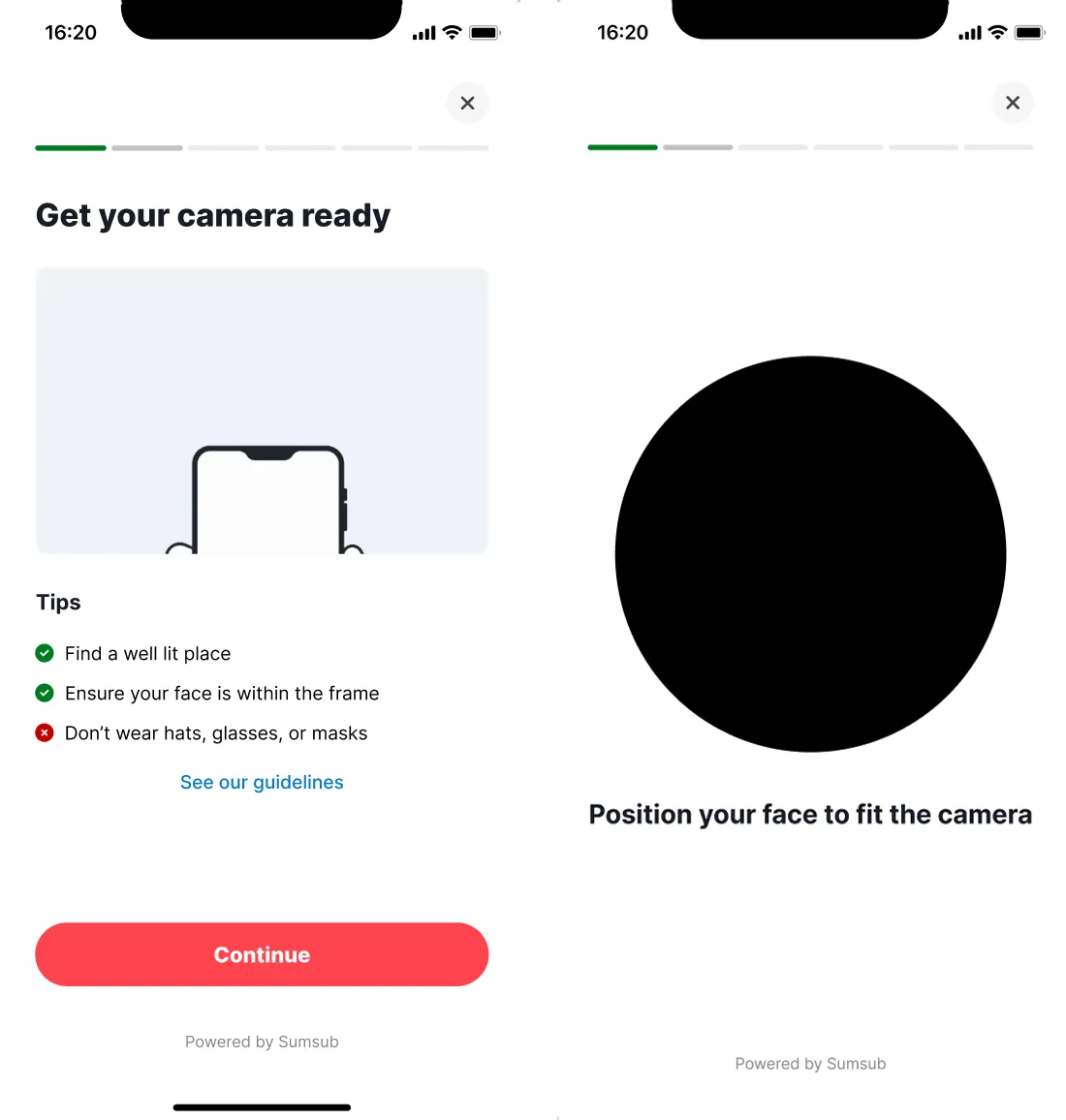 Mobile screen showing Deriv prompt to get camera ready for account verification.