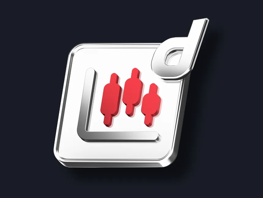 Red candlestick sequence with Deriv branding showing bearish price movement on a dark background