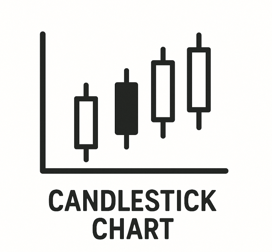 أيقونة لمخطط شمعدان بأربع شمعدانات عمودية، مكتوب عليها "مخطط شمعدان" أسفل الرسم البياني.