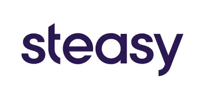 Steasy wordmark logo in lowercase, dark blue font on a white background.