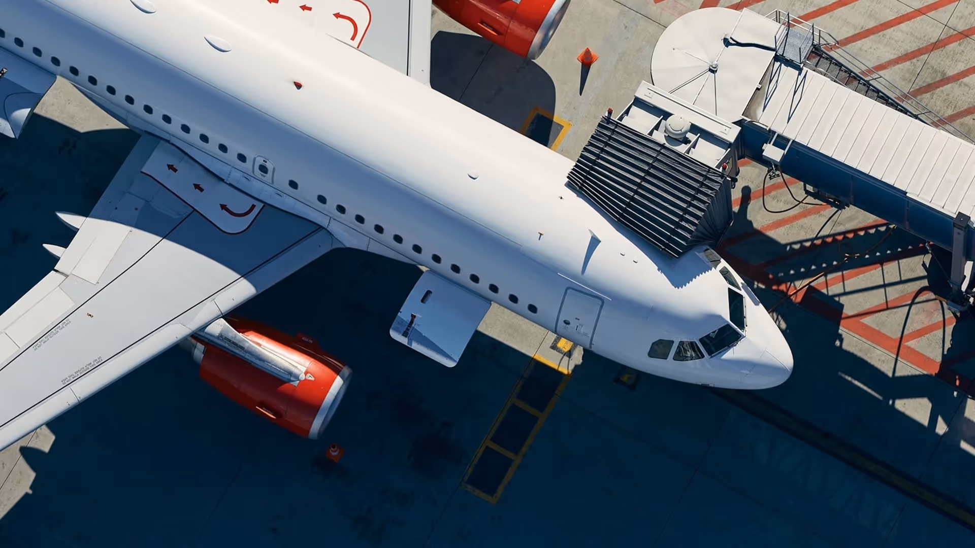 Commercial plane at boarding bridge representing merchant aviation services