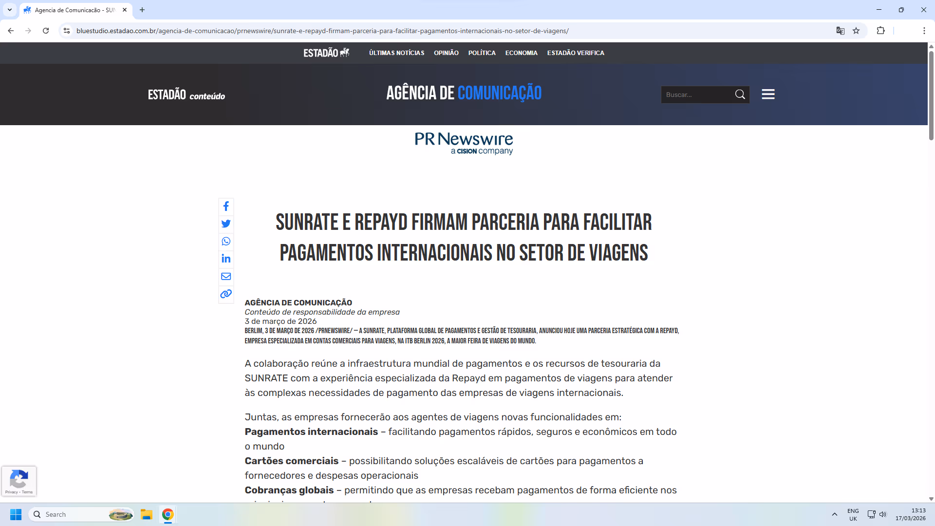 Repayd e SUNRATE Firmam Parceria para Facilitar Pagamentos Internacionais No Setor de Viagens