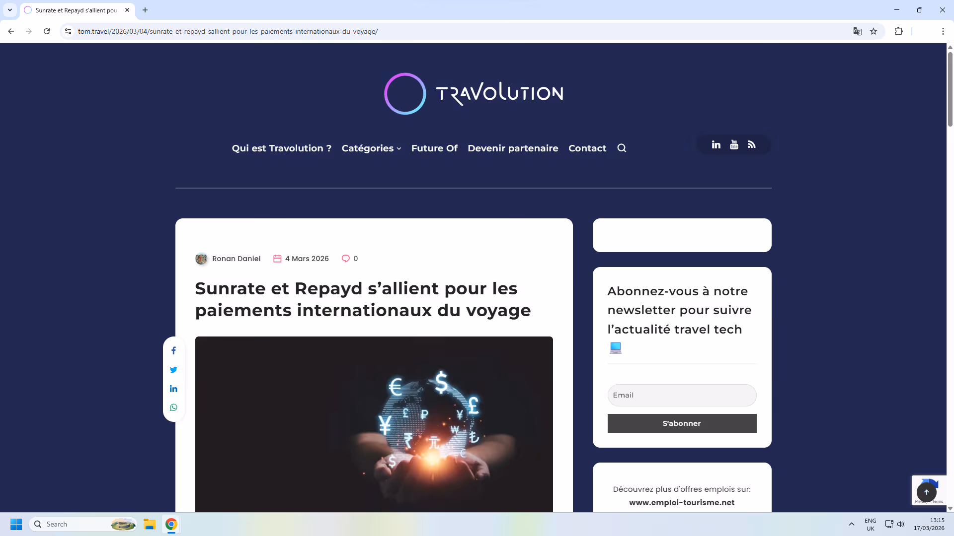 Sunrate et Repayd S'allient pour les Paiements Internationaux du Voyage