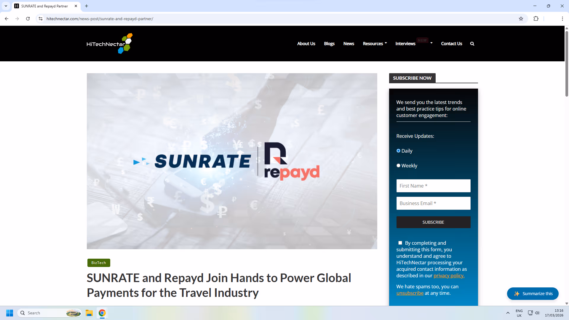SUNRATE and Repayd Join to Power Global Payments for the Travel Industry