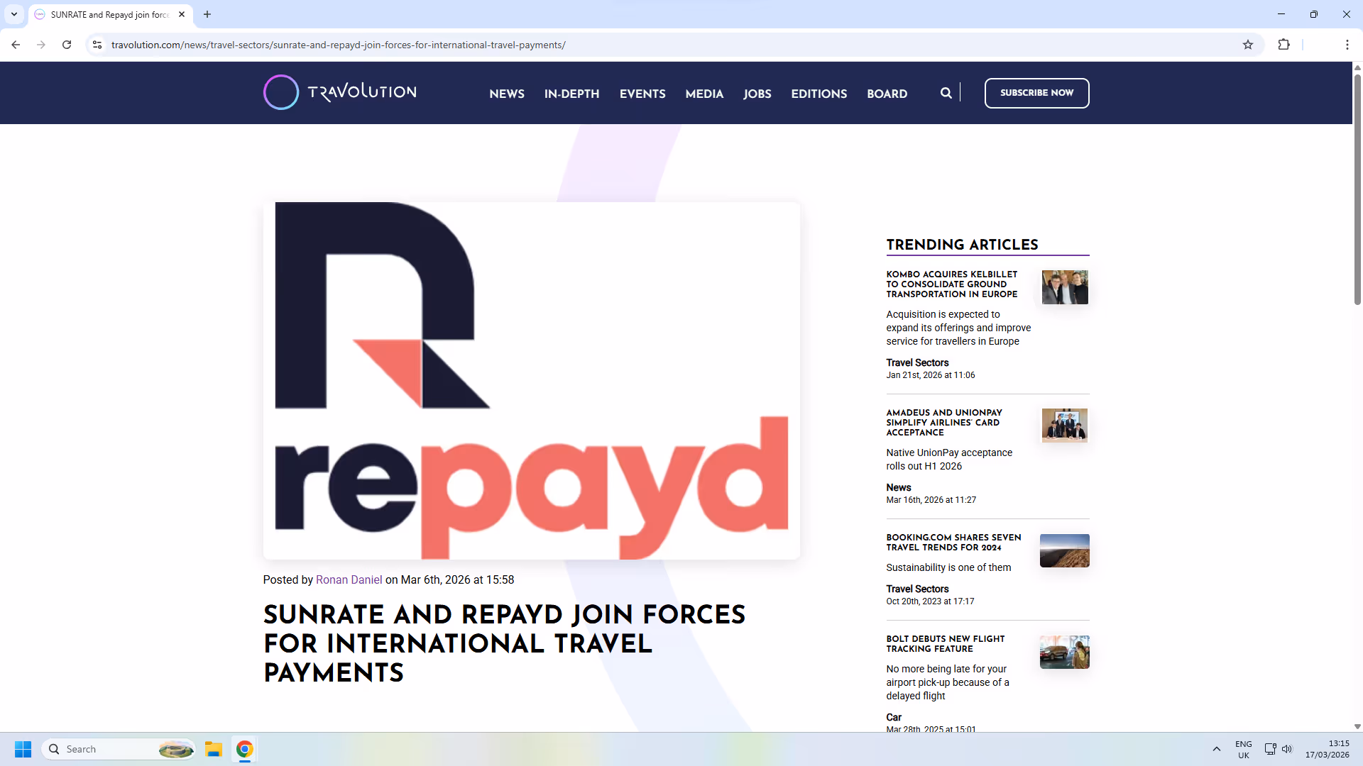SUNRATE and Repayd Join Forces for International Travel Payments