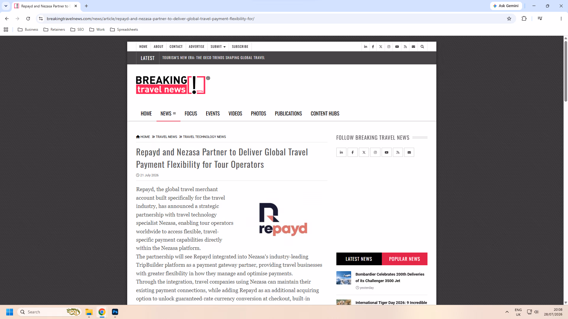 Repayd and Nezasa Partner to Deliver Global Travel Payment Flexibility for Tour Operators