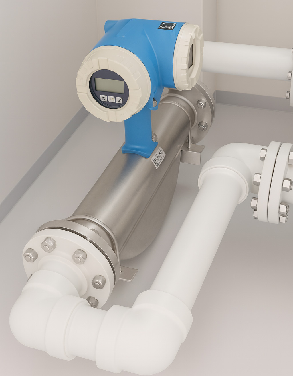 Render of fitted flow meter
